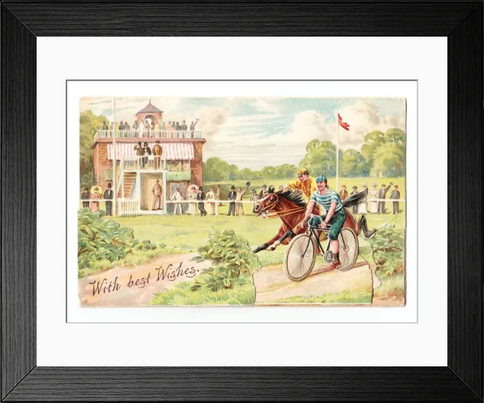 Framed Print : Racing scene on a greetings card Framed Print : Racing scene on a greetings card