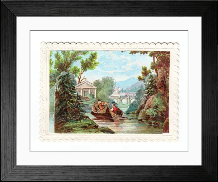 Framed Print : Greetings card with two men fishing from a boat Framed Print : Greetings card with two men fishing from a boat