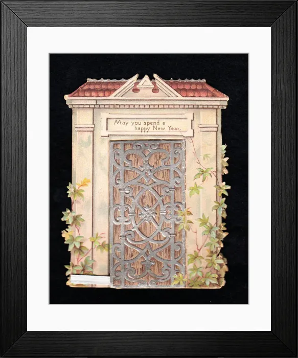 Framed Print : New Year card in the shape of a building Framed Print : New Year card in the shape of a building