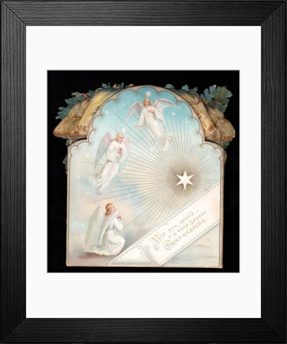 Framed Print : Angels and star on a cutout Christmas card Framed Print : Angels and star on a cutout Christmas card