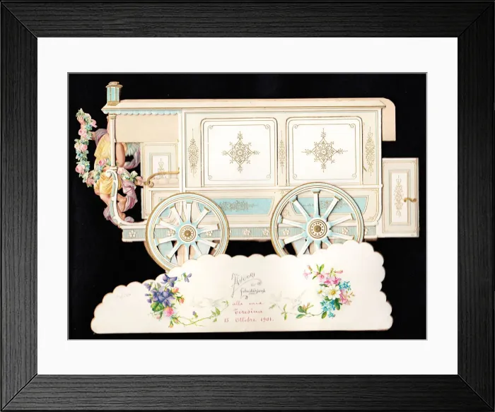 Framed Print : Ornate railway engine on an Italian birthday card Framed Print : Ornate railway engine on an Italian birthday card