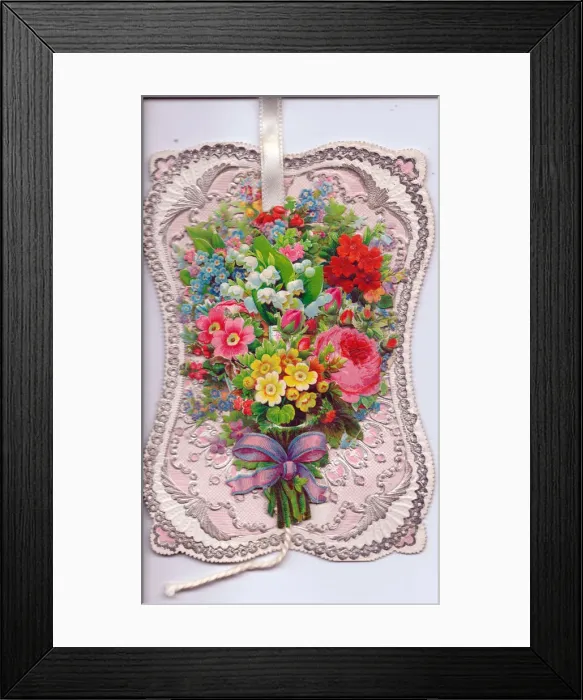 Framed Print : Arrangement of assorted flowers on a greetings card Framed Print : Arrangement of assorted flowers on a greetings card