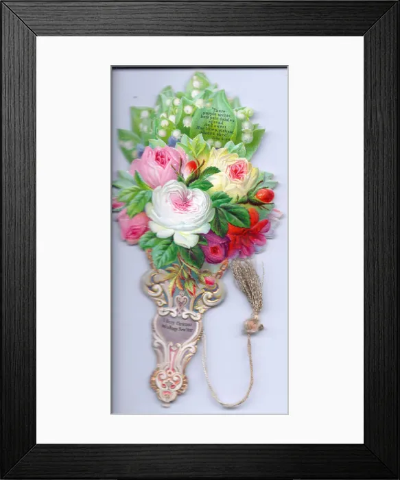 Framed Print : Christmas and New Year card in the form of a floral fan Framed Print : Christmas and New Year card in the form of a floral fan