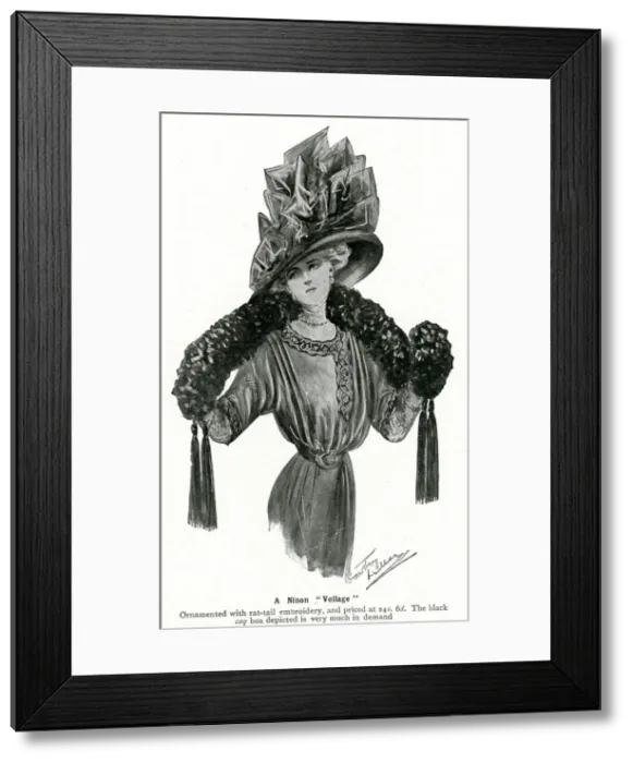Framed Print : Black mourning boa 1910 Framed Print : Black mourning boa 1910