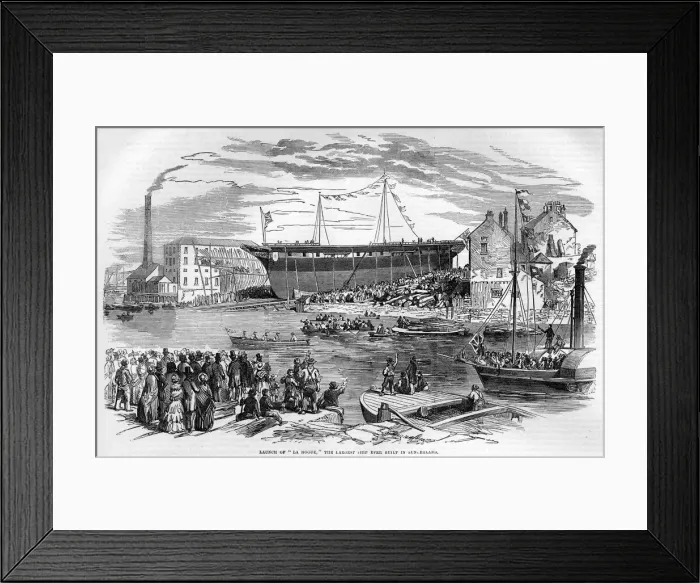 Framed Print : Launch of La Hogue, Sunderland 1855 Framed Print : Launch of La Hogue, Sunderland 1855