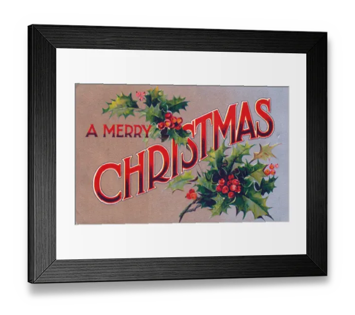 Framed Print : Holly on a Christmas postcard Framed Print : Holly on a Christmas postcard
