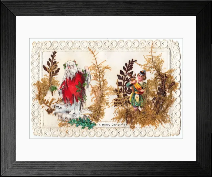 Framed Print : Real leaves and ferns on a Christmas card Framed Print : Real leaves and ferns on a Christmas card