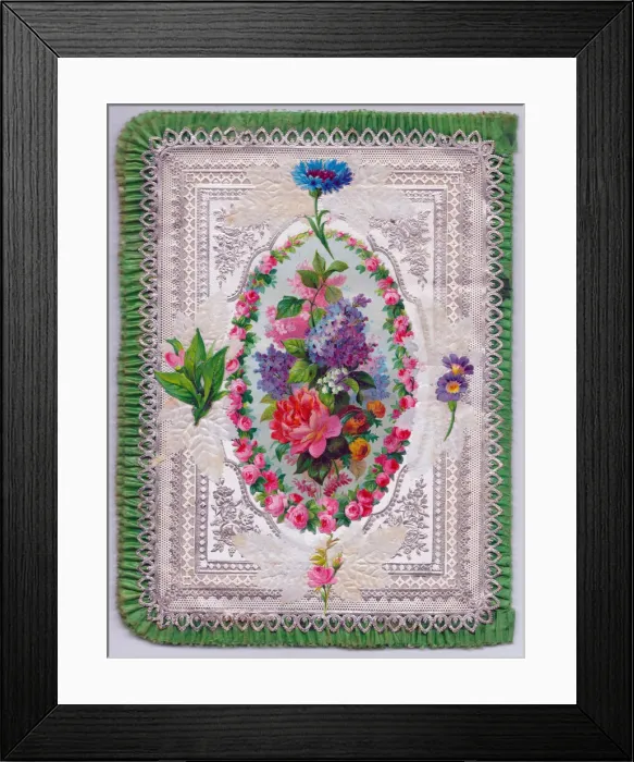 Framed Print : Arrangement of assorted flowers on a greetings card Framed Print : Arrangement of assorted flowers on a greetings card