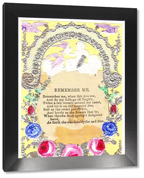 Flowers with Remember Me verse on a paper lace card