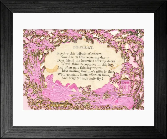 Framed Print : Country scene with Birthday verse on a greetings card Framed Print : Country scene with Birthday verse on a greetings card