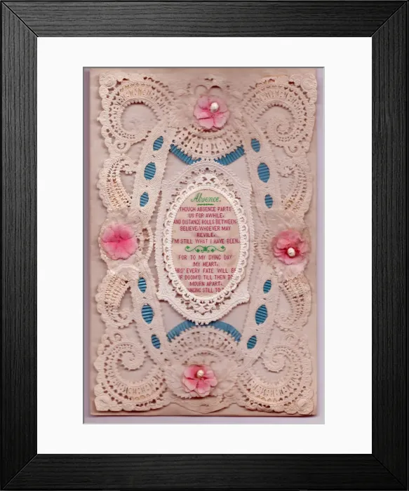 Framed Print : Romantic paper lace card - Absence Framed Print : Romantic paper lace card - Absence