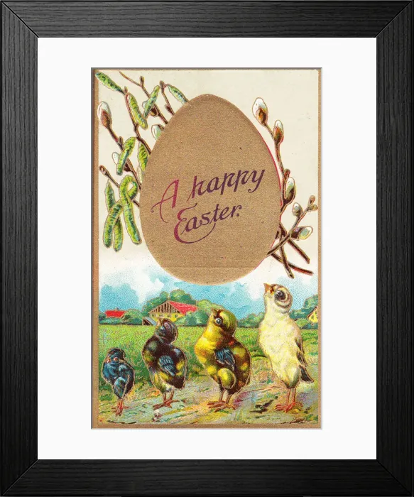 Framed Print : Four chicks on an Easter postcard Framed Print : Four chicks on an Easter postcard