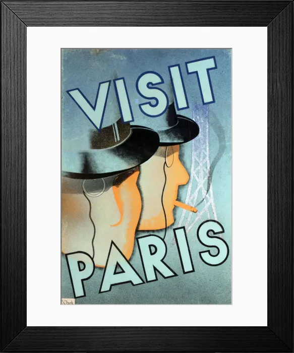 Framed Print : Poster, Visit Paris Framed Print : Poster, Visit Paris