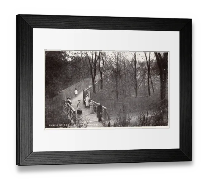 Framed Print : Rustic bridge in Highgate Woods, North London