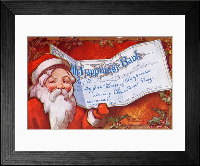 Framed Print : Christmas cheque from the Happiness Bank Framed Print : Christmas cheque from the Happiness Bank