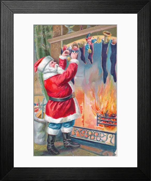 Framed Print : Santa Claus on a Christmas postcard Framed Print : Santa Claus on a Christmas postcard