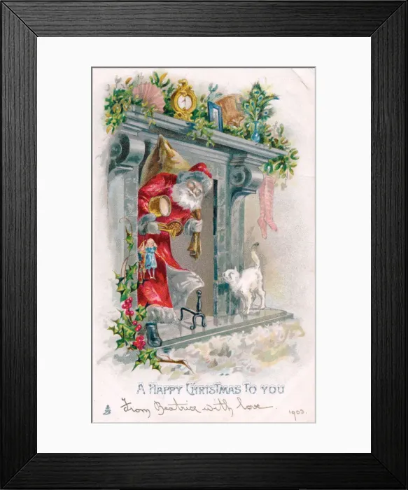 Framed Print : Santa Claus on a Christmas postcard