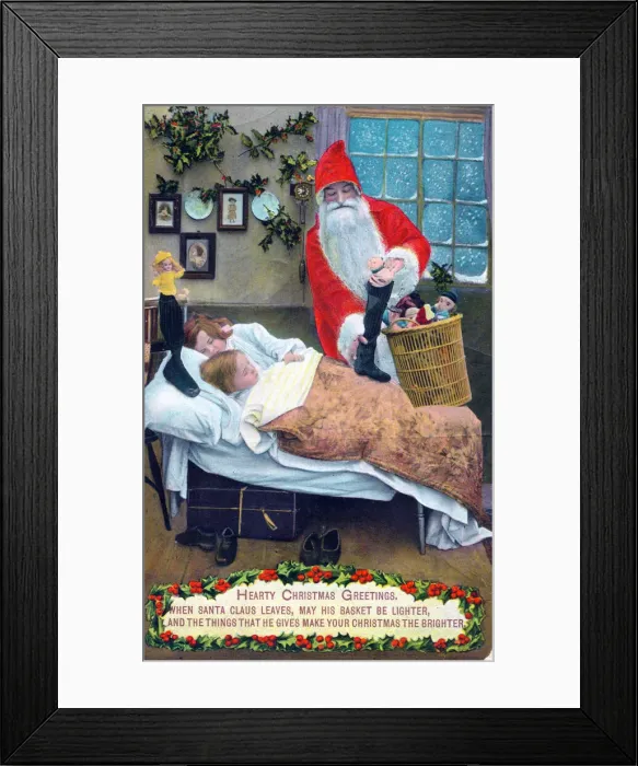 Framed Print : Santa Claus on a Christmas postcard