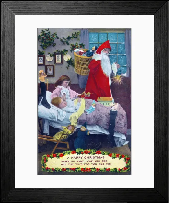 Framed Print : Santa Claus on a Christmas postcard Framed Print : Santa Claus on a Christmas postcard