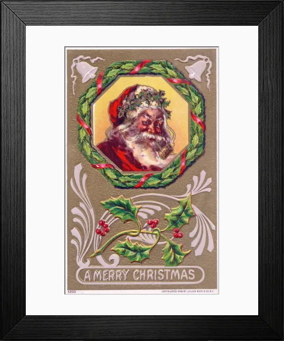 Framed Print : Santa Claus smiling on a Christmas postcard Framed Print : Santa Claus smiling on a Christmas postcard
