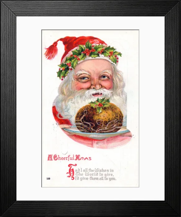Framed Print : Santa Claus smiling on a Christmas postcard Framed Print : Santa Claus smiling on a Christmas postcard