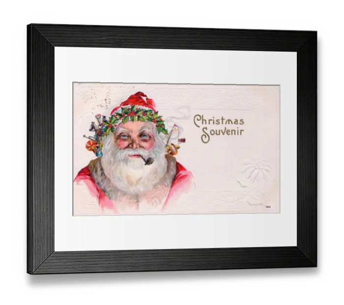 Framed Print : Santa Claus smiling on a Christmas postcard Framed Print : Santa Claus smiling on a Christmas postcard