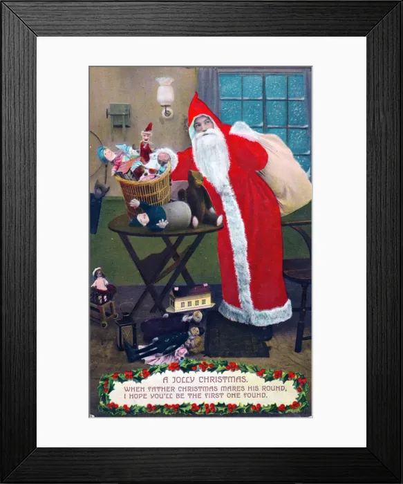 Framed Print : Santa Claus on a Christmas postcard Framed Print : Santa Claus on a Christmas postcard