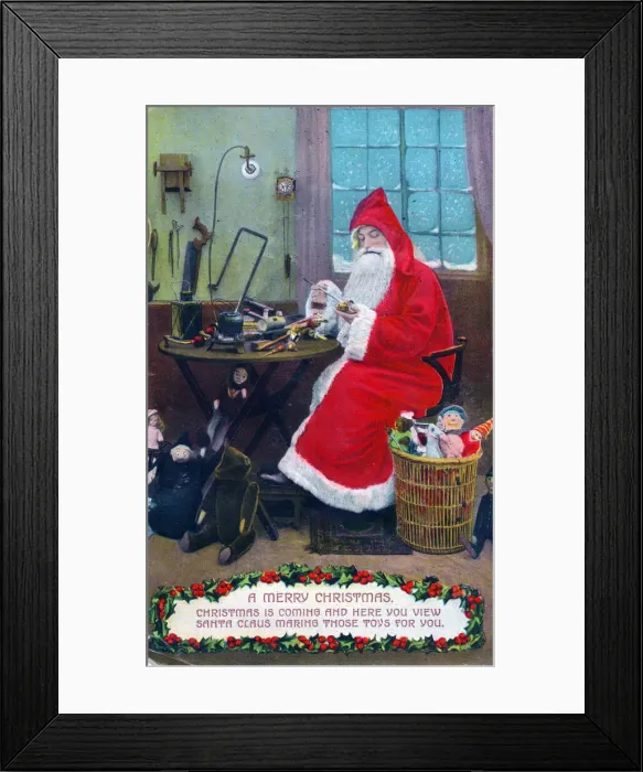 Framed Print : Santa Claus on a Christmas postcard Framed Print : Santa Claus on a Christmas postcard
