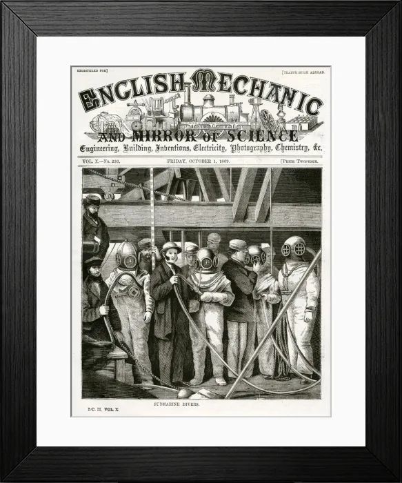 Framed Print : Submarine divers 1869 Framed Print : Submarine divers 1869