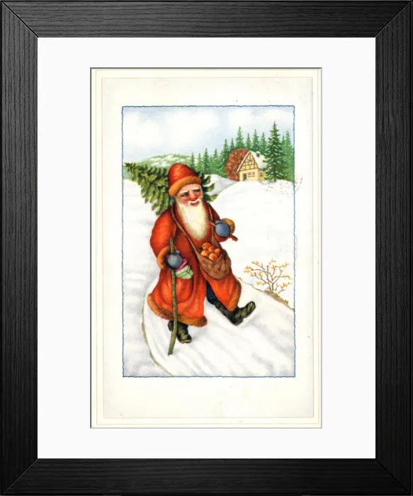 Framed Print : Santa Claus on a Christmas postcard Framed Print : Santa Claus on a Christmas postcard