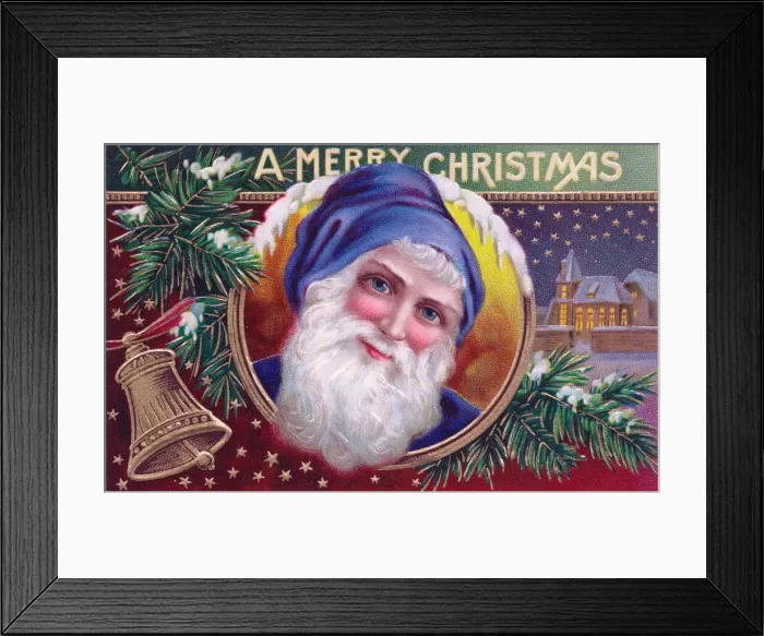 Framed Print : Santa Claus smiling on a Christmas postcard Framed Print : Santa Claus smiling on a Christmas postcard
