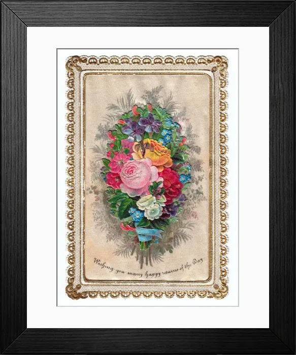 Framed Print : Assorted flowers on a birthday card Framed Print : Assorted flowers on a birthday card