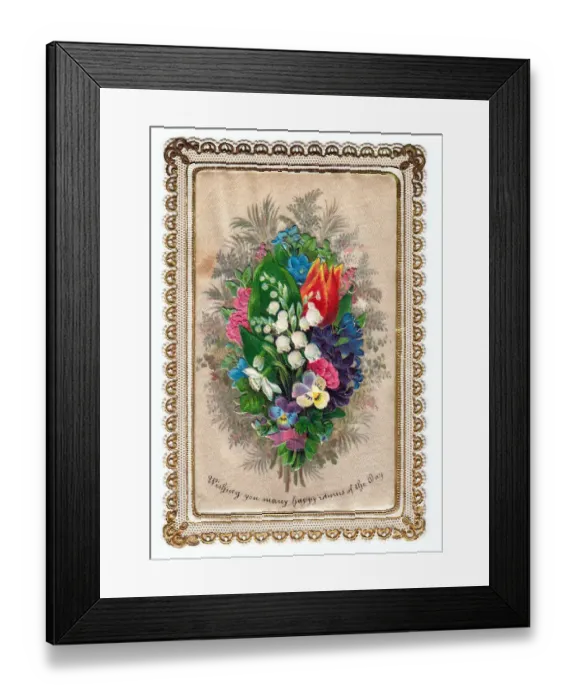 Framed Print : Assorted flowers on a birthday card Framed Print : Assorted flowers on a birthday card