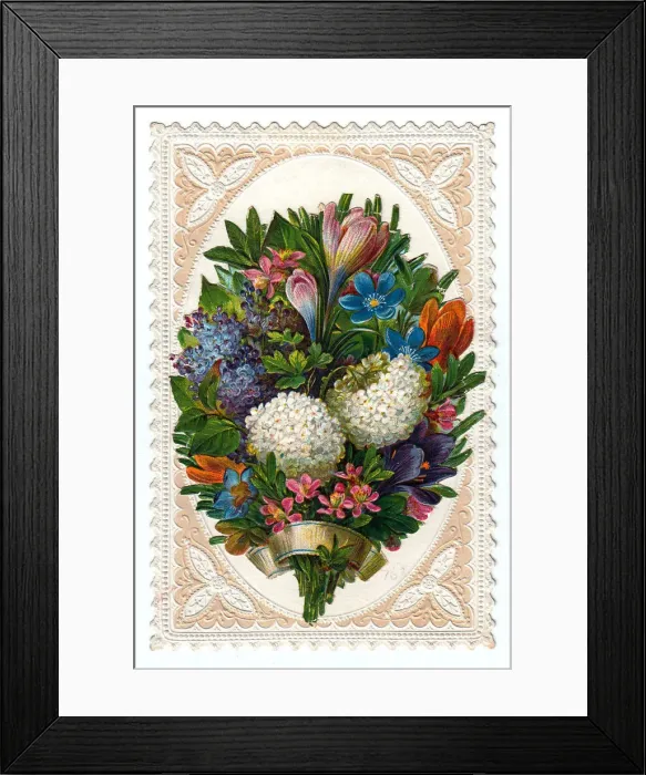 Framed Print : Arrangement of assorted flowers on a greetings card Framed Print : Arrangement of assorted flowers on a greetings card