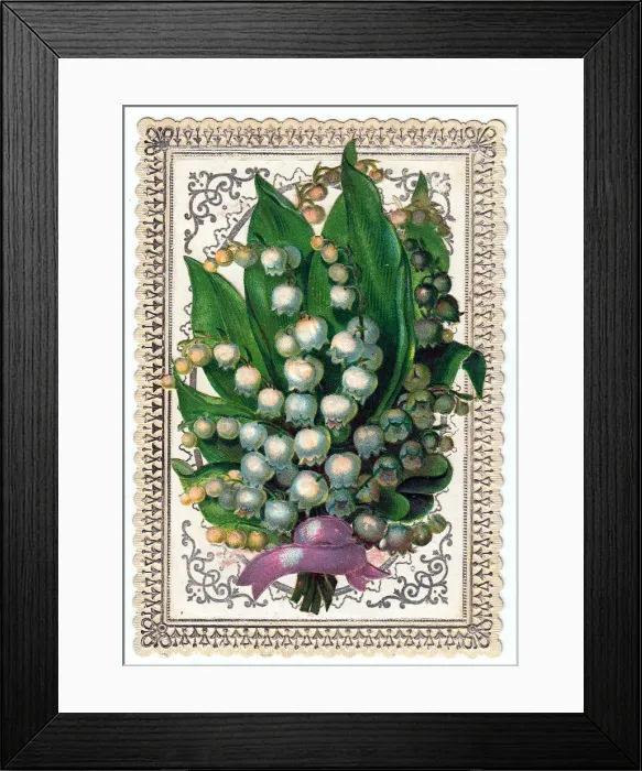 Framed Print : Lily of the valley on a greetings card