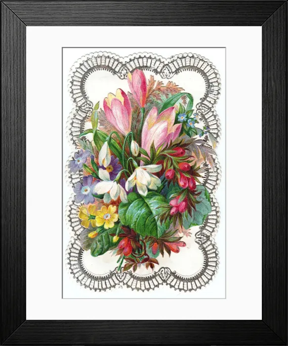 Framed Print : Arrangement of assorted flowers on a greetings card Framed Print : Arrangement of assorted flowers on a greetings card