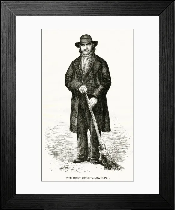 Framed Print : Irish crossing sweeper 1850s Framed Print : Irish crossing sweeper 1850s