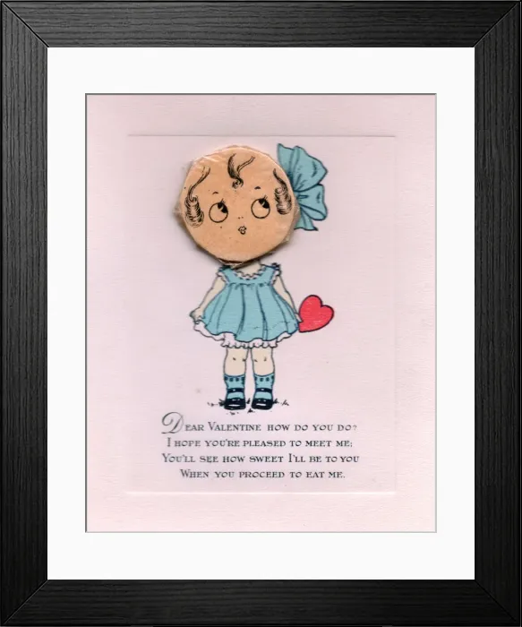 Framed Print : Little girl with a sweet face on a Valentine card Framed Print : Little girl with a sweet face on a Valentine card