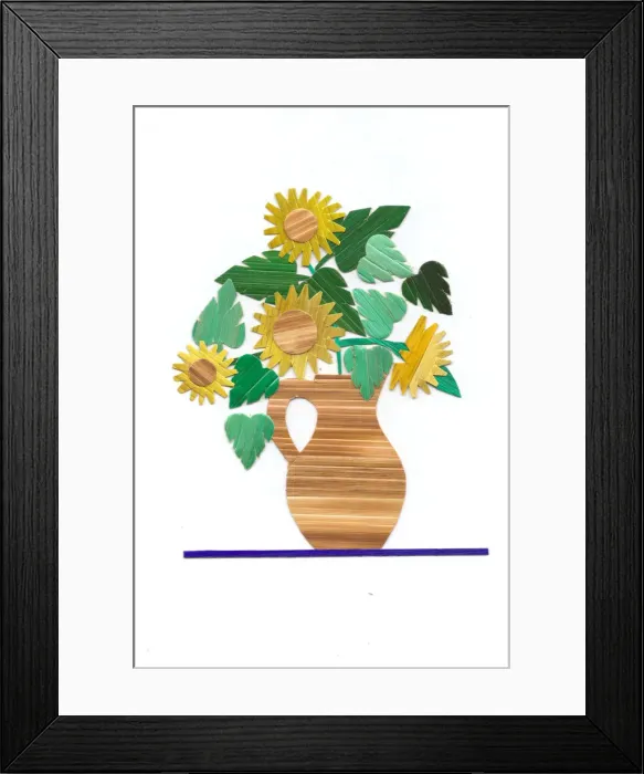 Framed Print : Vase of flowers made of straw on a greetings card Framed Print : Vase of flowers made of straw on a greetings card