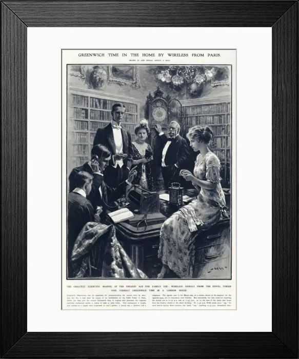 Framed Print : Wireless signals from the Eiffel Tower giving Greenwich time