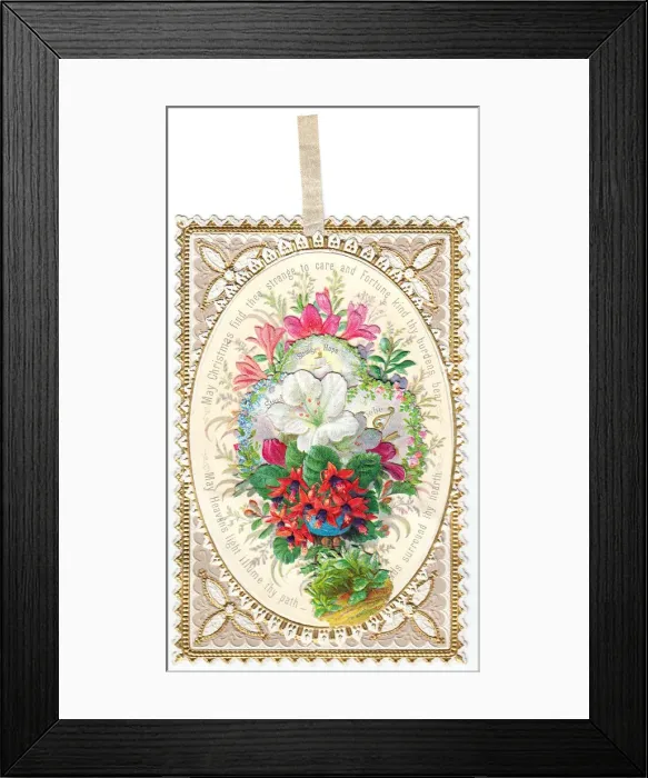 Framed Print : Assorted flowers on a Christmas card Framed Print : Assorted flowers on a Christmas card
