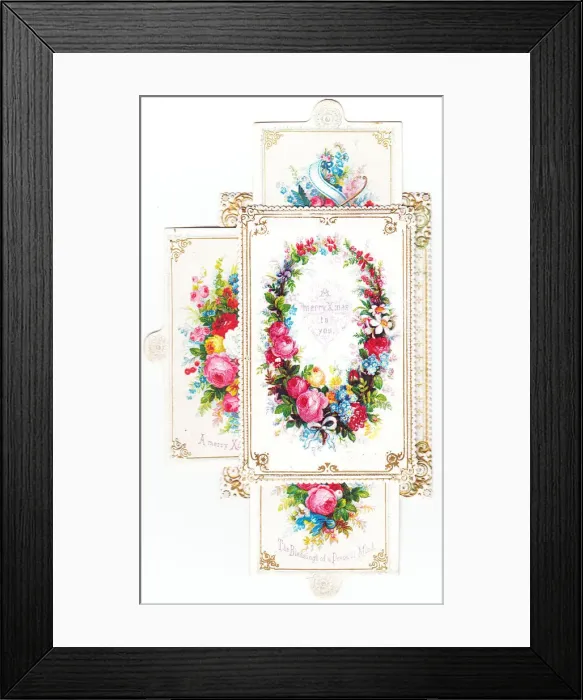 Framed Print : Assorted flowers on a Christmas card Framed Print : Assorted flowers on a Christmas card