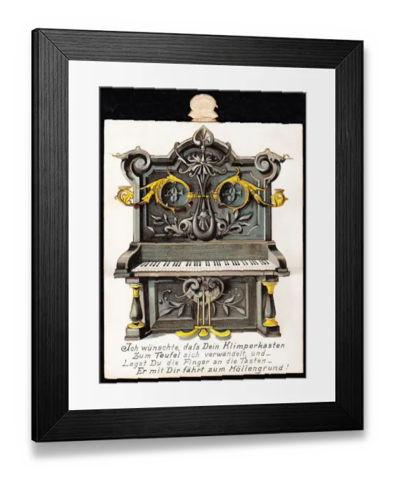 Framed Print : Ornate piano on a German greetings card Framed Print : Ornate piano on a German greetings card