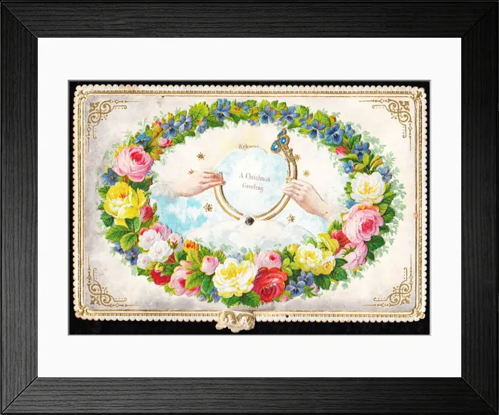 Framed Print : Roses and forgetmenots on a Christmas card Framed Print : Roses and forgetmenots on a Christmas card