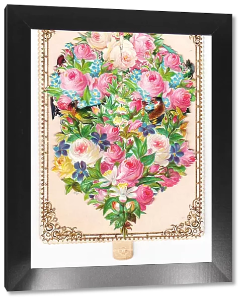 Pink roses on a greetings card