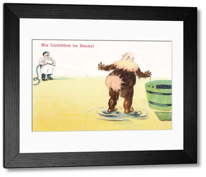 Framed Print : Comic German postcard -- mud bath at a health spa Framed Print : Comic German postcard -- mud bath at a health spa