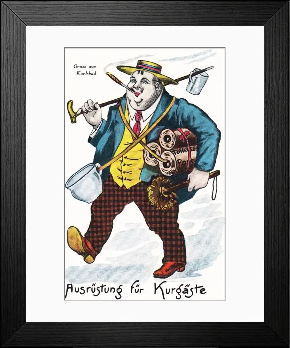 Framed Print : Comic German postcard -- greetings from Karlsbad Framed Print : Comic German postcard -- greetings from Karlsbad