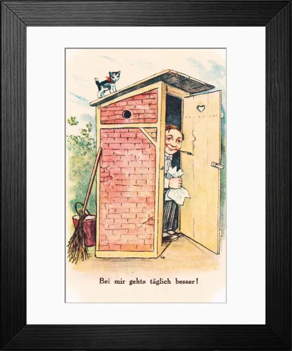 Framed Print : Comic German postcard -- getting better every day Framed Print : Comic German postcard -- getting better every day