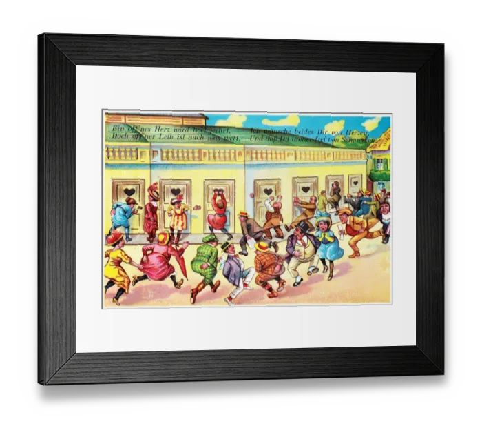 Framed Print : Comic German postcard -- health spa toilets Framed Print : Comic German postcard -- health spa toilets