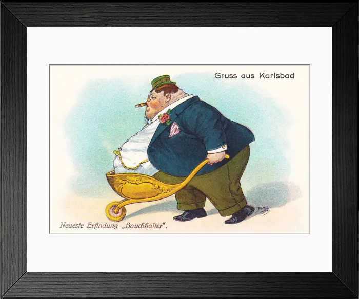 Framed Print : Comic German postcard -- health spa new invention Framed Print : Comic German postcard -- health spa new invention
